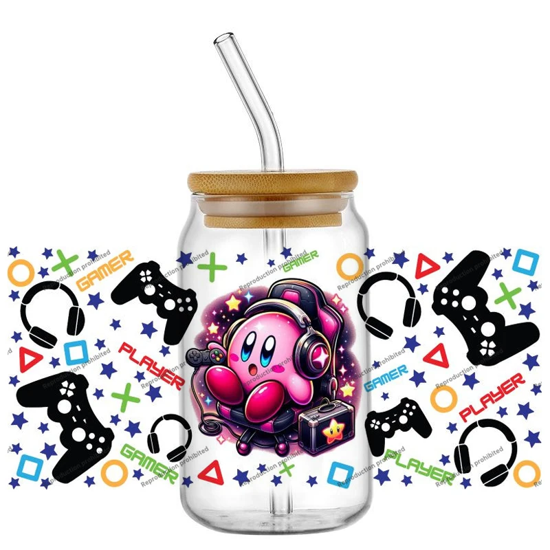 Mario Game Birthday Customized Gift UV DTF Cup Mug Wraps Car Sticker Mario DIY Deca For 16oz Libbey Glass Creative Cup Label
