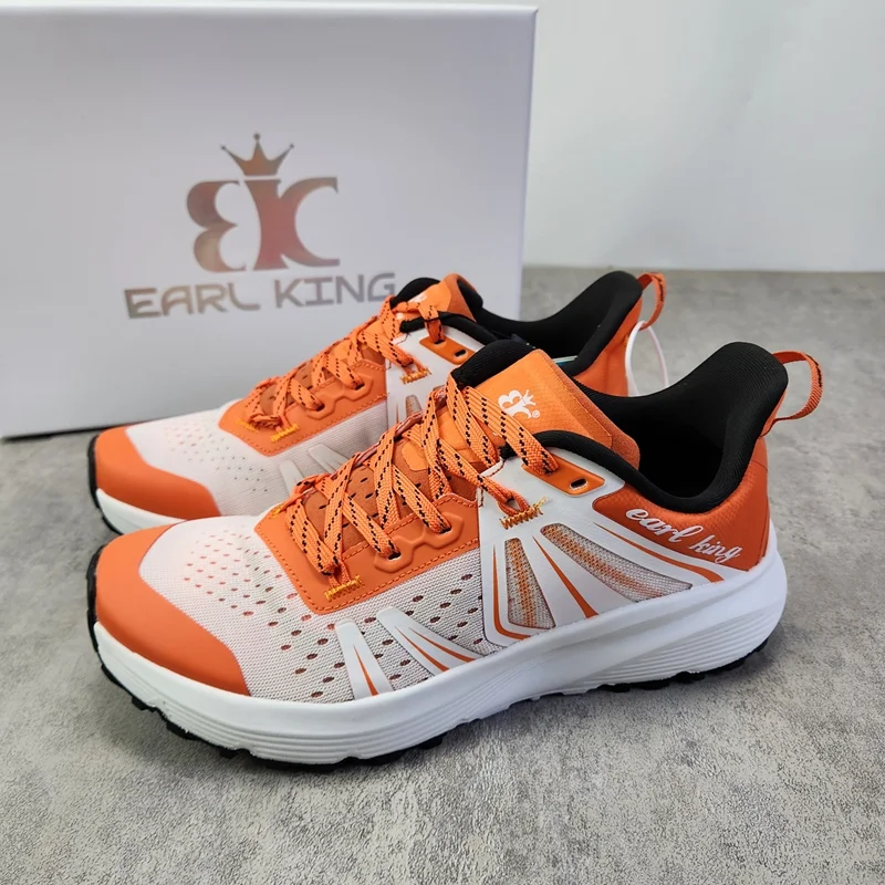 Mens Breathable Rebound Thick Sole Running Shoes Anti-slip Cushioning Outdoor Cross-country Running Shoes Couple Casual Sneaker