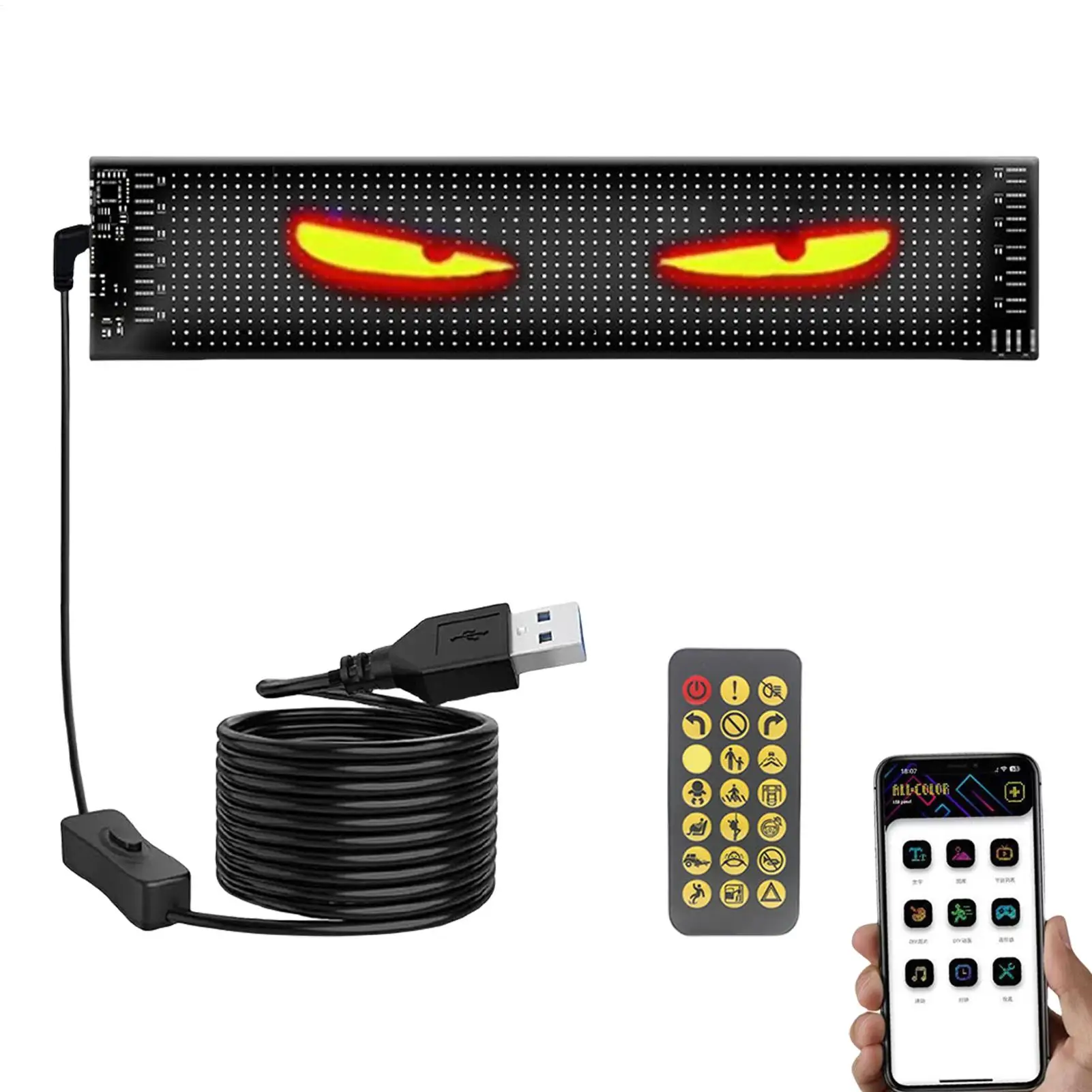 Car Eyes Animated LED Programmable Flexible Car Eyes Automotive External Supplies For Holiday Window SUVS Party RV Shop Hotels