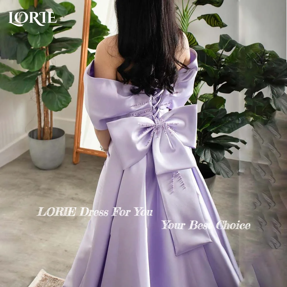 LORIE Elegant Bow  Evening  Dresses Corset Mermaid Prom Dresses Satin Backless Off Shoulder Clebrity Party Gowns 2024 Club Dress