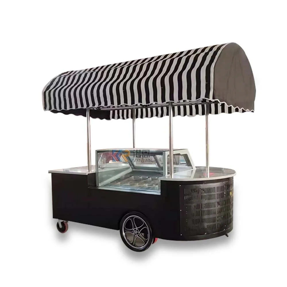 2023 OEM Mobile Street Food Cart Trailer Stainless Steel Ice Cream Truck Van For Fast Snack Customized Hot Dog Kiosks