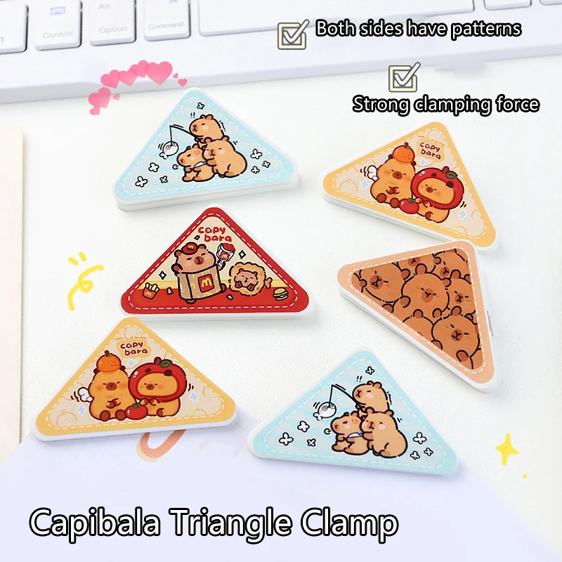 Creative Cute Cartoon Butter Bear Capybara Multi Functional Triangle Folder Storage PP Clip School Stationery Office Supplies