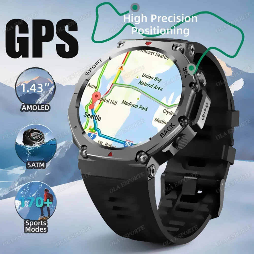 

New Ultra GPS Smart Watch 10ATM Waterproof Built-in Dual-band GNSS Compass Military Sport Smartwatch Men 2026 Outdoor Bracelet