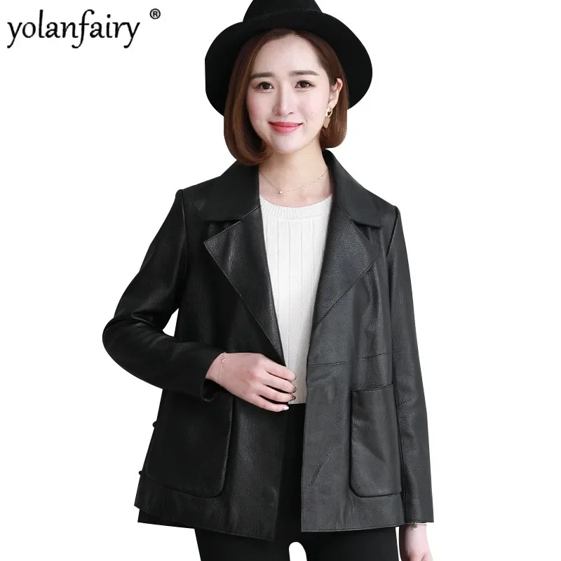 Genuine Leather Jacket Women 2023 Autumn New Pure Sheepskin Suit Coat Female Short Korean Style Loose Casual Coats Chaquetas FCY