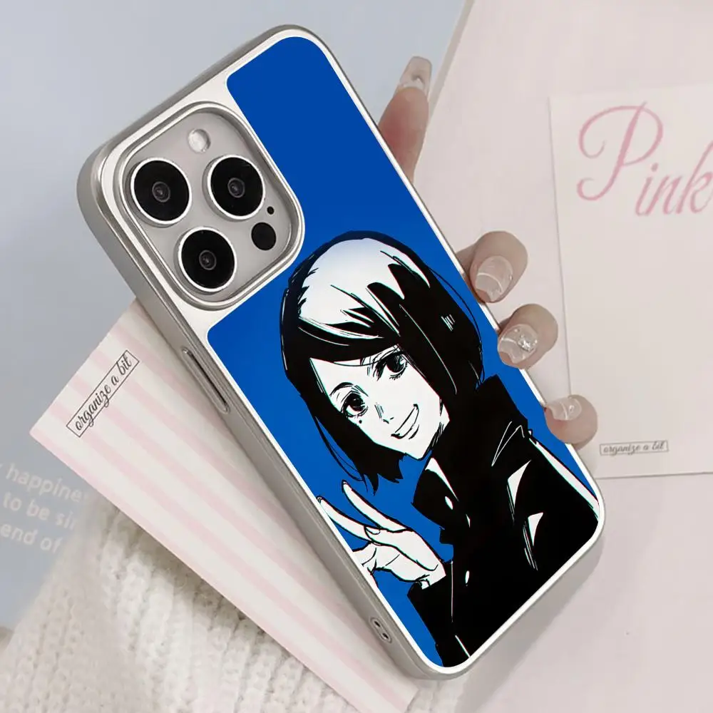 

JJK Shoko Leiri Phone Case for iPhone 17 16 15 14 13 12 11 Air Pro Max Plus Electroplated Silver Cover