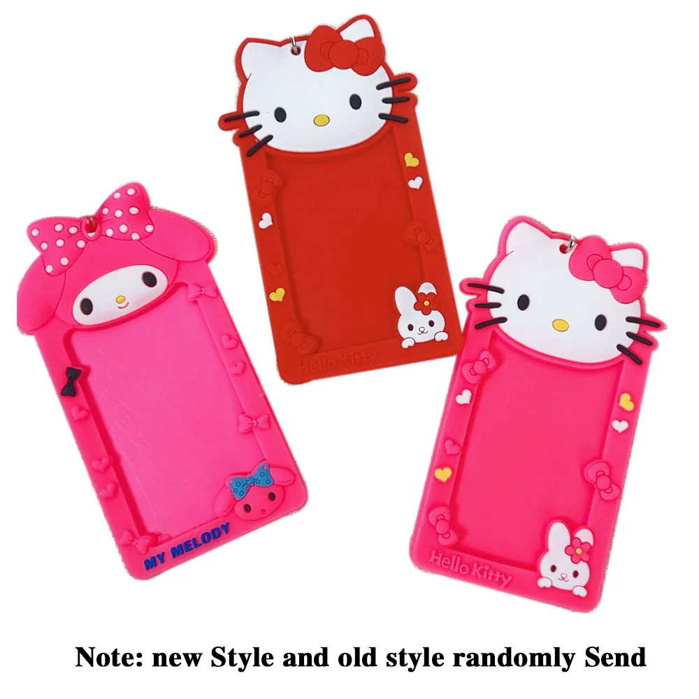 Kawaii Sanrio Kaarthouder Kawaii Hello Kitty Melody Student ID-kaart Meisje Idool Foto-opslag Siliconen kaarthouder met sleutelkoord