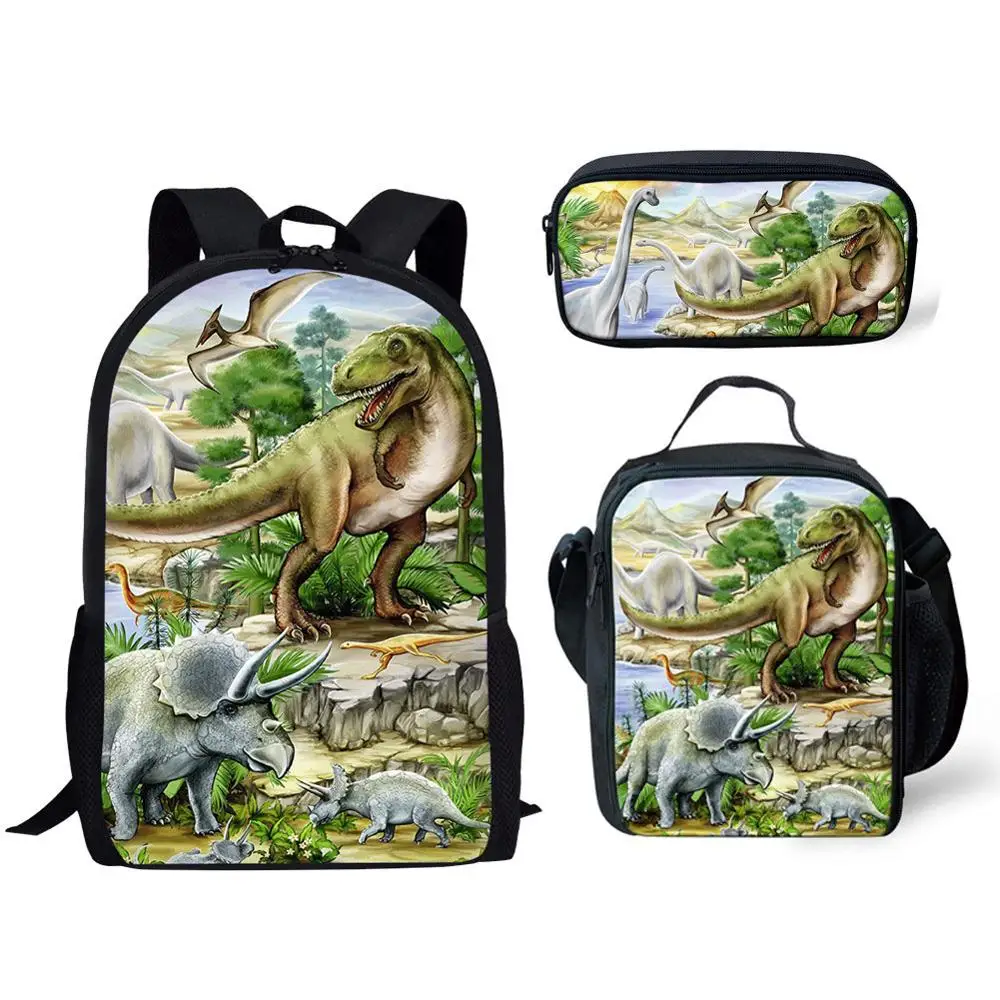 

Trendy Youthful Novelty Dinosaur 3D Print 3pcs/Set Student Travel bags Laptop Daypack Backpack Lunch Bag Pencil Case