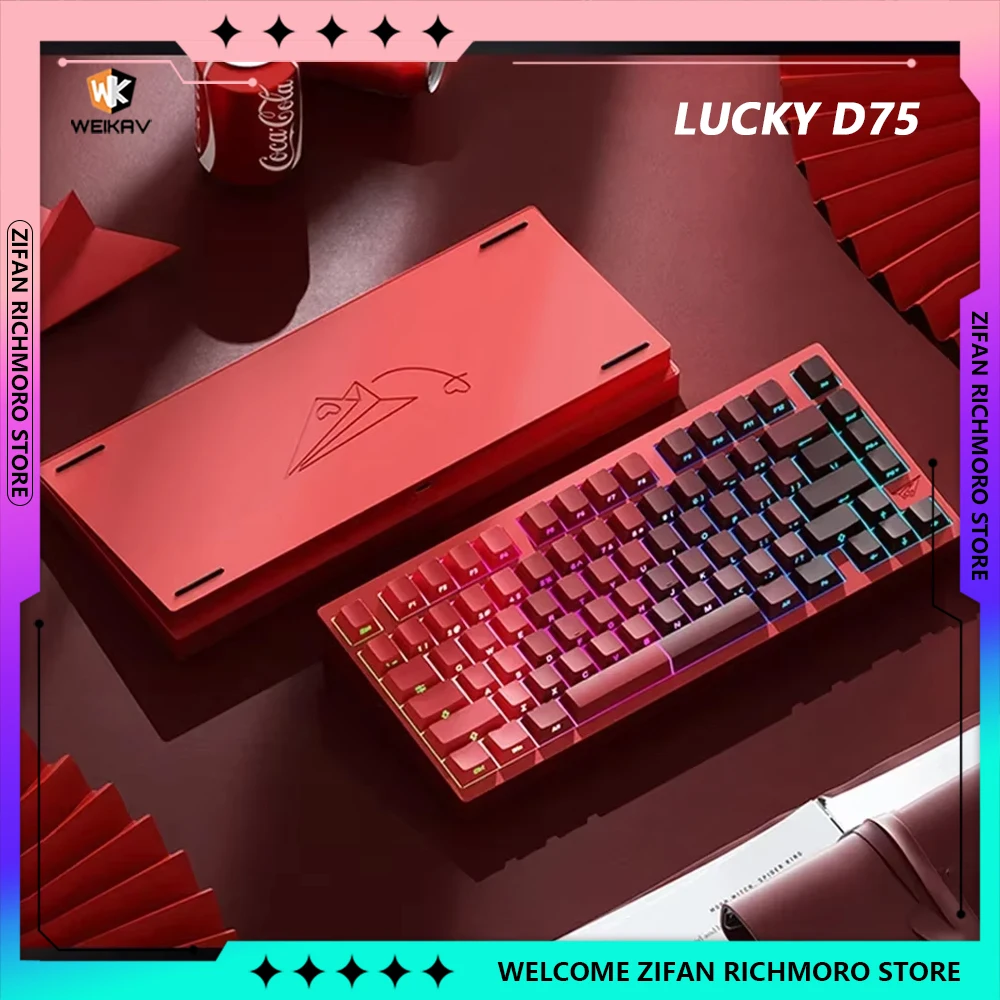 Weikav Lucky D75 Customize Aluminium Alloy Gaming Keyboard  Finished Mechanical Keyboards Gaming Accessories PC Gaming Man Gifts