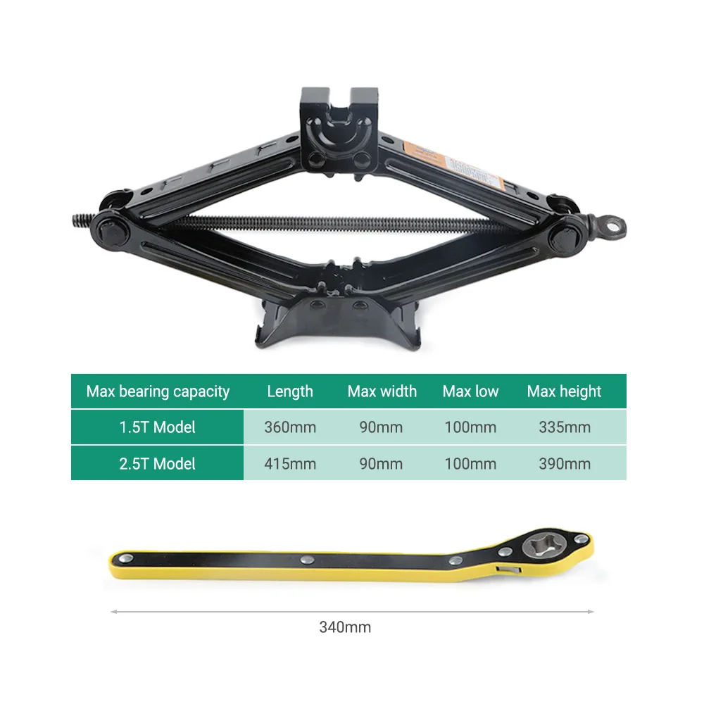 Mechanical Manual Scissor Jacks With Stabilizer Base & Ratchet Wrench For Car/SUV Tire Replacement And Emergency Roadside Repair