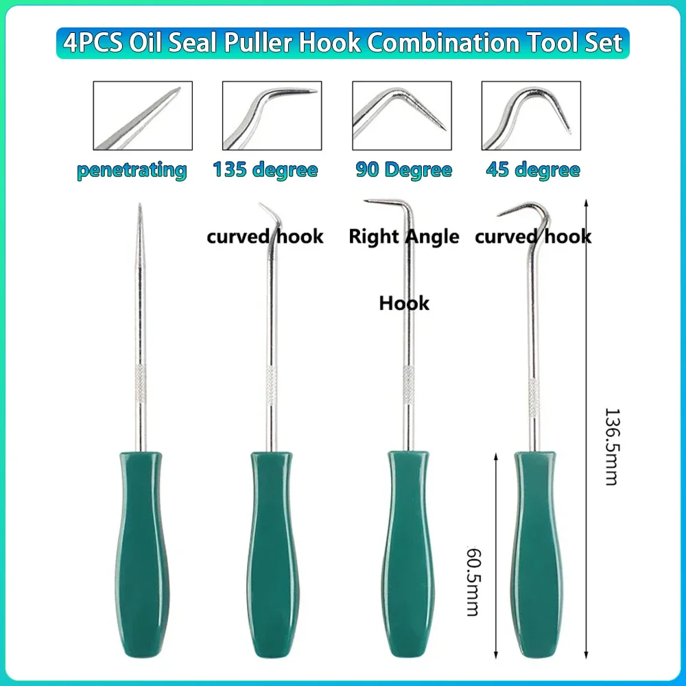 

4PCS Oil Seal Puller Hook Combination Tool Set O-ring Seal Gasket Puller Remover Hook Auto Repair Tools Disassembly Tools