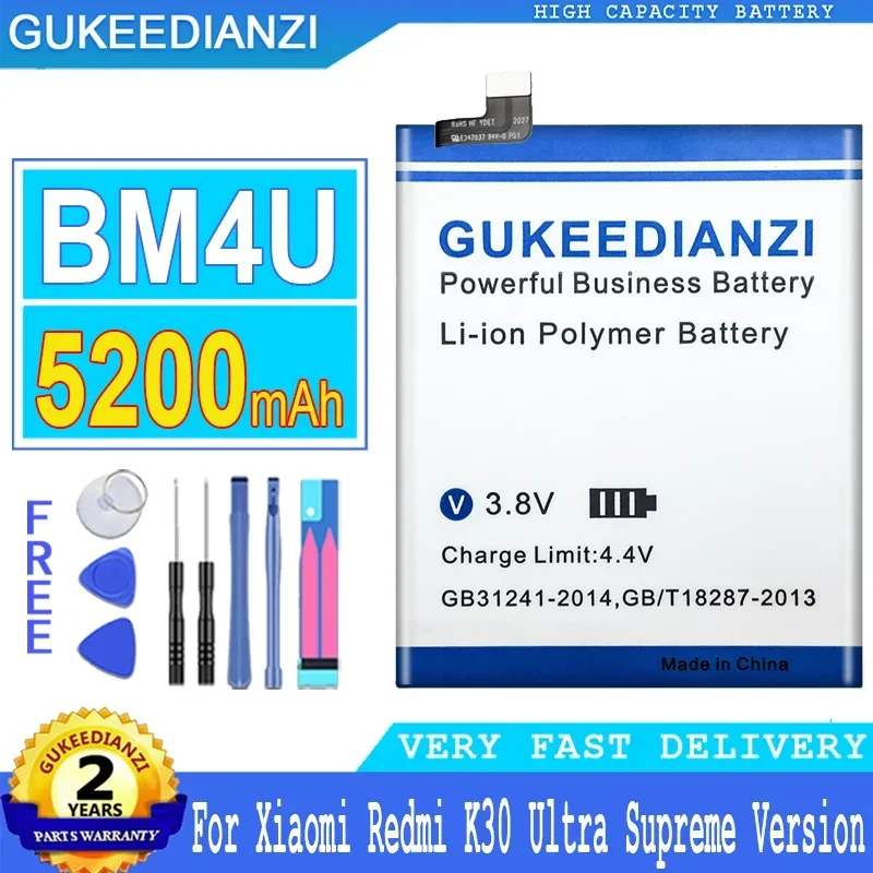 

Сменный аккумулятор GUKEEDIANZI BM4U 5200 мАч для Xiaomi Redmi K30 K 30 ультра превосходная версия аккумулятор большой мощности с бесплатными инструментами