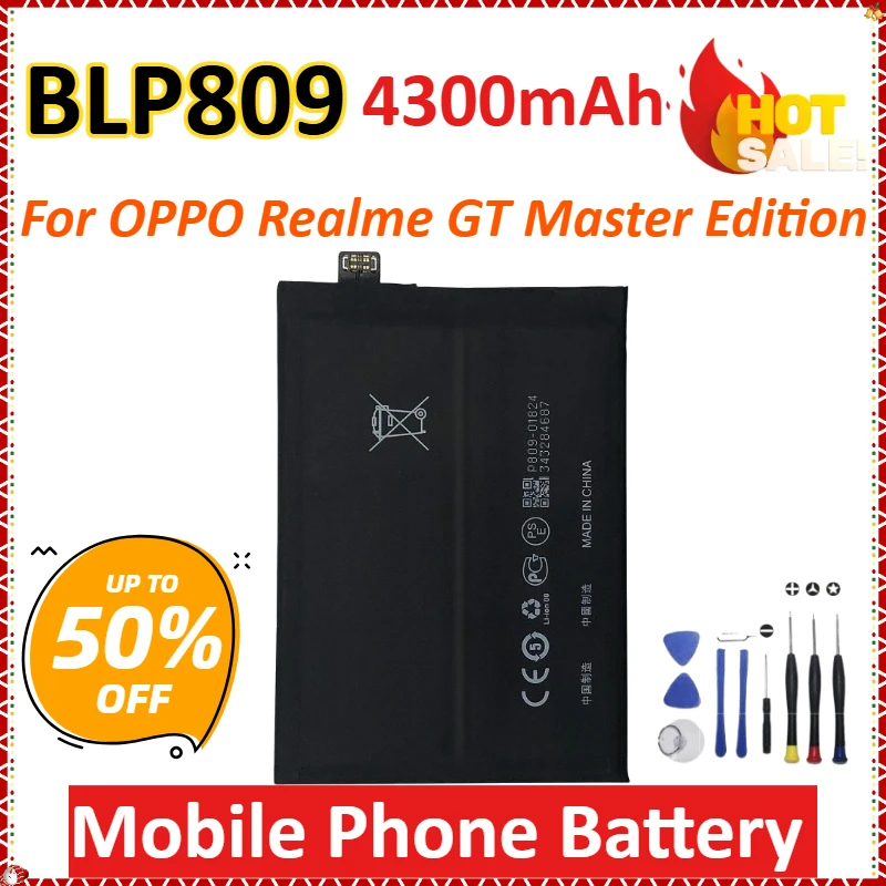 

BLP809 7.74V 4300mAh for OPPO Realme GT Master Edition High-Capacity Replacement Mobile Phone Battery+ tools