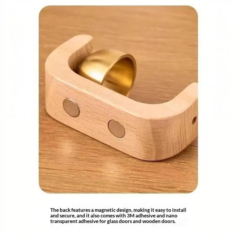 Magnetische Holz-Türklingel mit Messingklingelton und Naturholzrahmen für Eingangswarnung – Detail 11