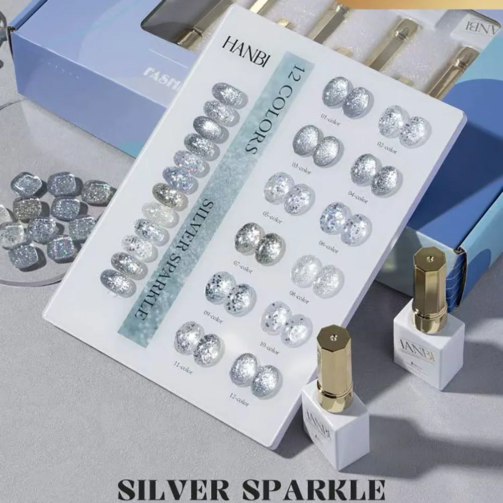 Silver Glitter Gel Nail Polish With Display Nail UV Gel Flashing Varnish Soak Off Gelpolish Gel Varnish Nail Art Lacque Primer