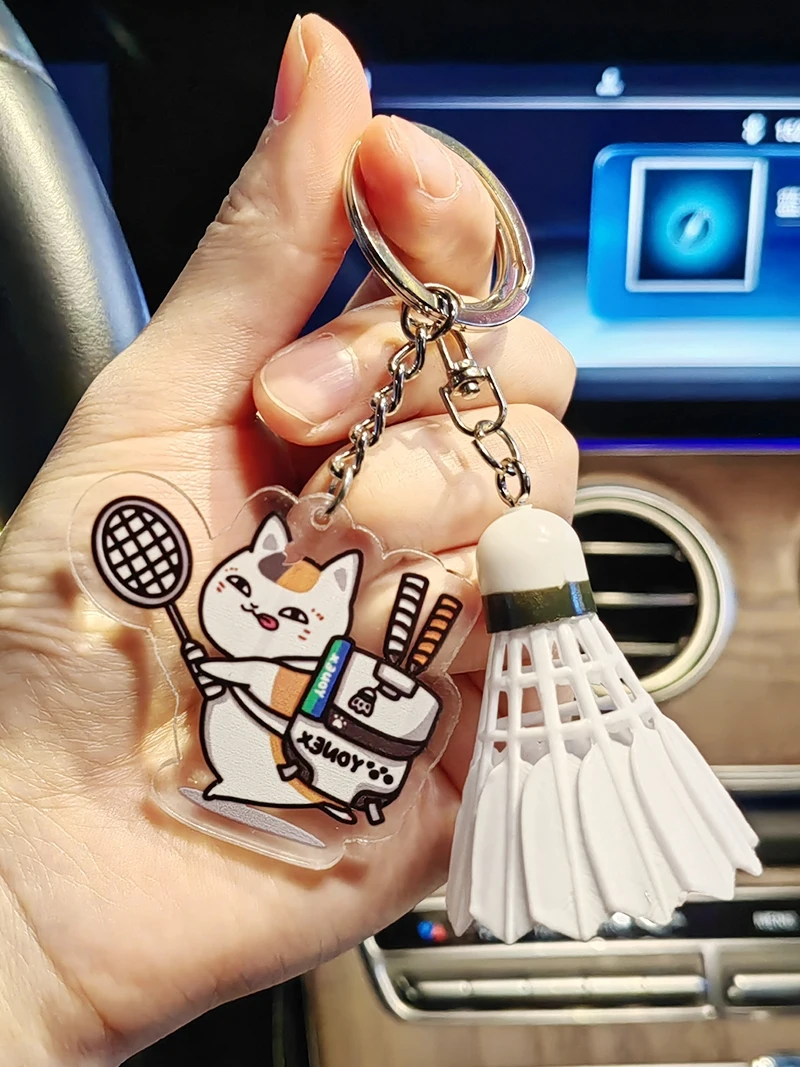 Cartoon Exquisite Fun Badminton Keychain Cartoon Cute Schoolbag Acrylic Pendant Couple Pendant Boys and Girls