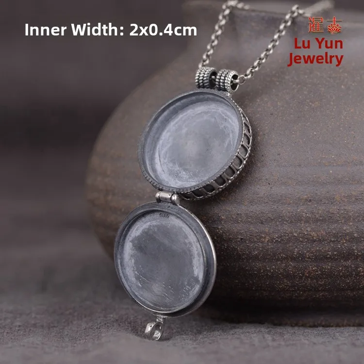 

Vintage S925 Sterling Silver Pendant Gawa Box Openable ex Retro Sle Six-Syllable True Word Ten-Free Versatile Faion J...