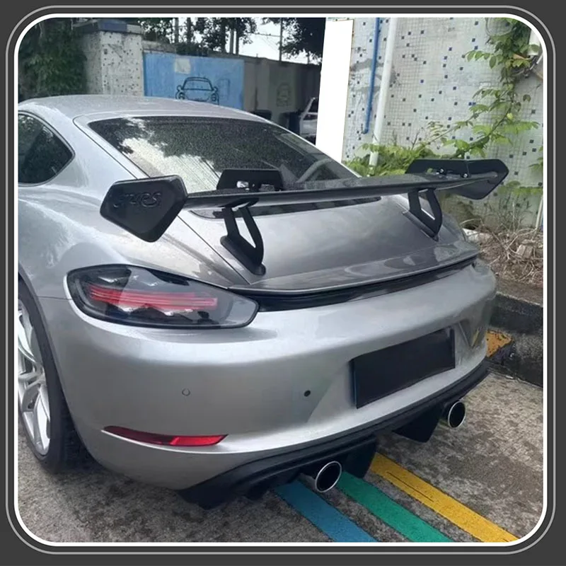 

Заднее крыло багажника из настоящего углеродного волокна для Porsche 718 Boxster 981 Cayman GT4 RS, хвостовое крыло, задний спойлер, крылья для губ