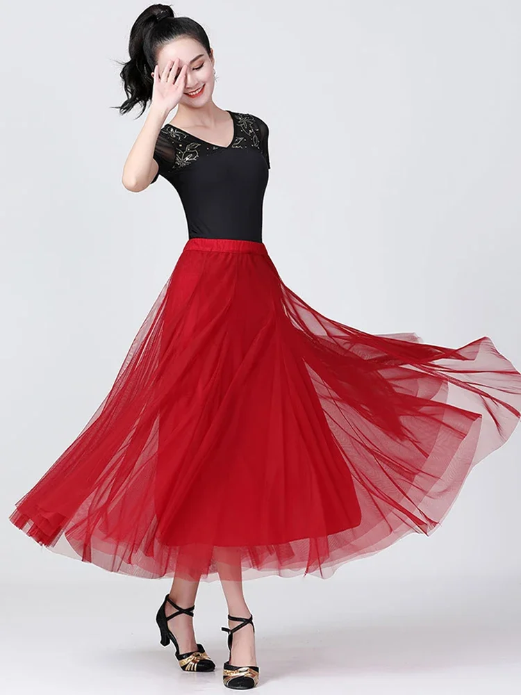 New Modern Dance Skirt Ballroom Standard Dance Skirt Long Waltz Tango Skirt Practice Dress Adult Professional Costume Dance Wear