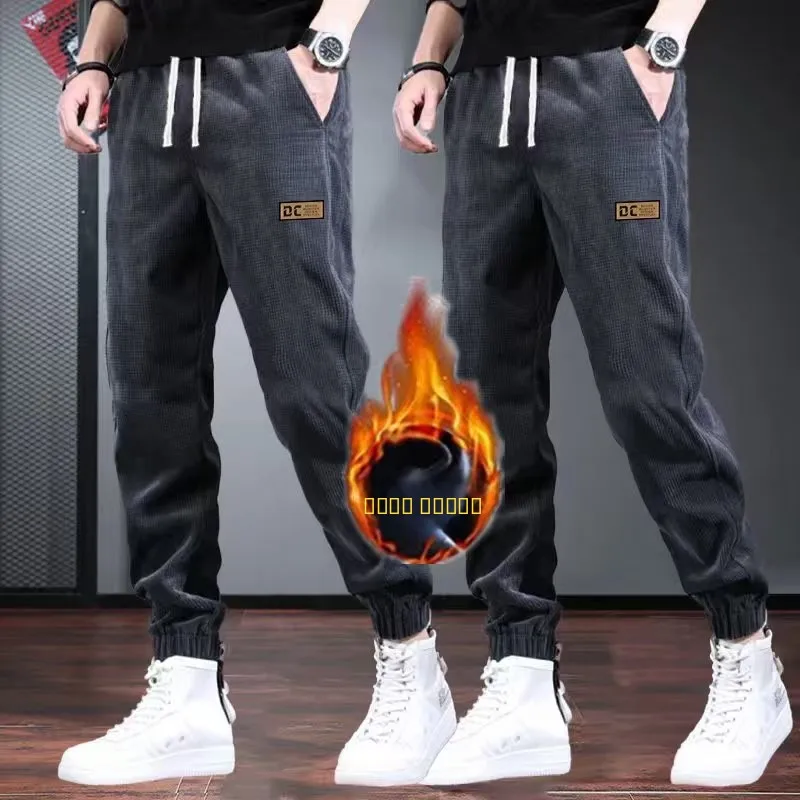 

Мужские вельветовые спортивные брюки Thiened Fce свободного кроя с манжетами, осенне-зимние, новые, повседневные, длинные, из ПВХ