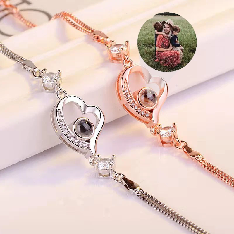 

Customized Projection Bracelet With Picture Inside Personalized Custom Photo Women's Bracelet Memorial Anniversary Gifts Jewelry