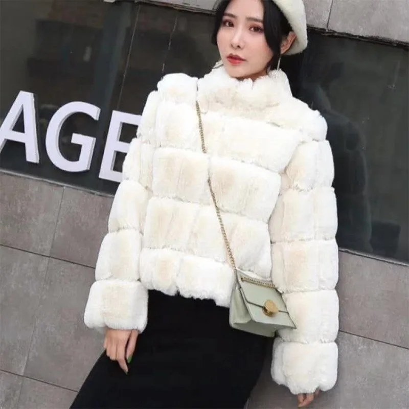 Women's Autumn Winter Top Coat Faux Fur Pocket Luxury Brand Comfortable Loose Casual Design Fashion Advanced Soft Niche Skinny