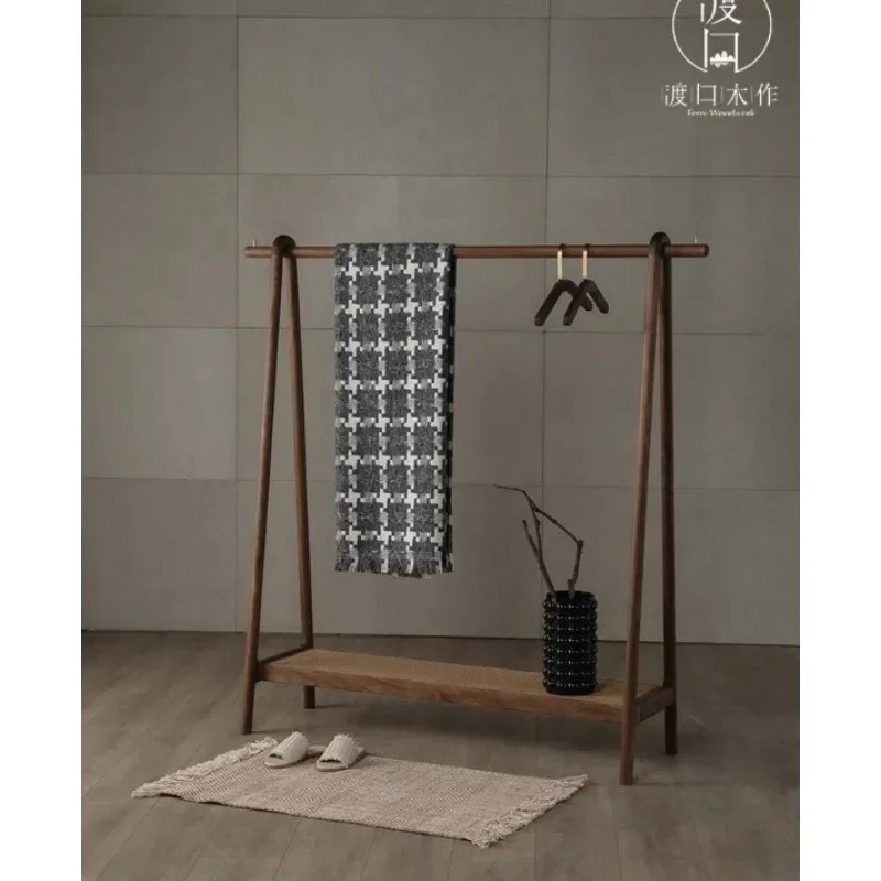 أرضية شماعات من الخشب الصلب، جوز أسود بسيط #2