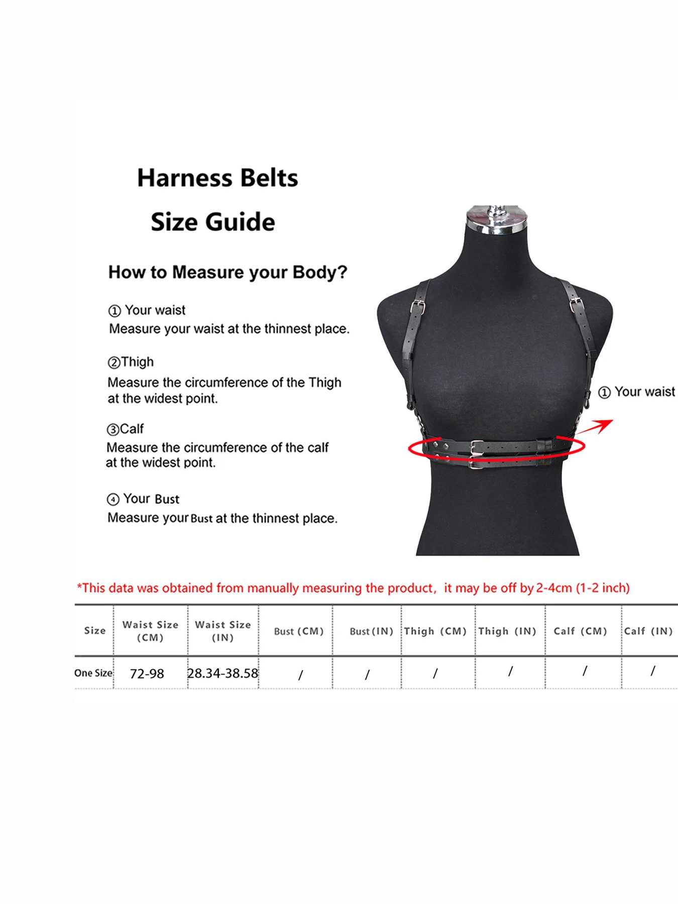 حزام خصر أنيق للجسم - حزام خصر نسائي بإبزيم قابل للتعديل، إكسسوار على الطراز القوطي للفساتين والملابس