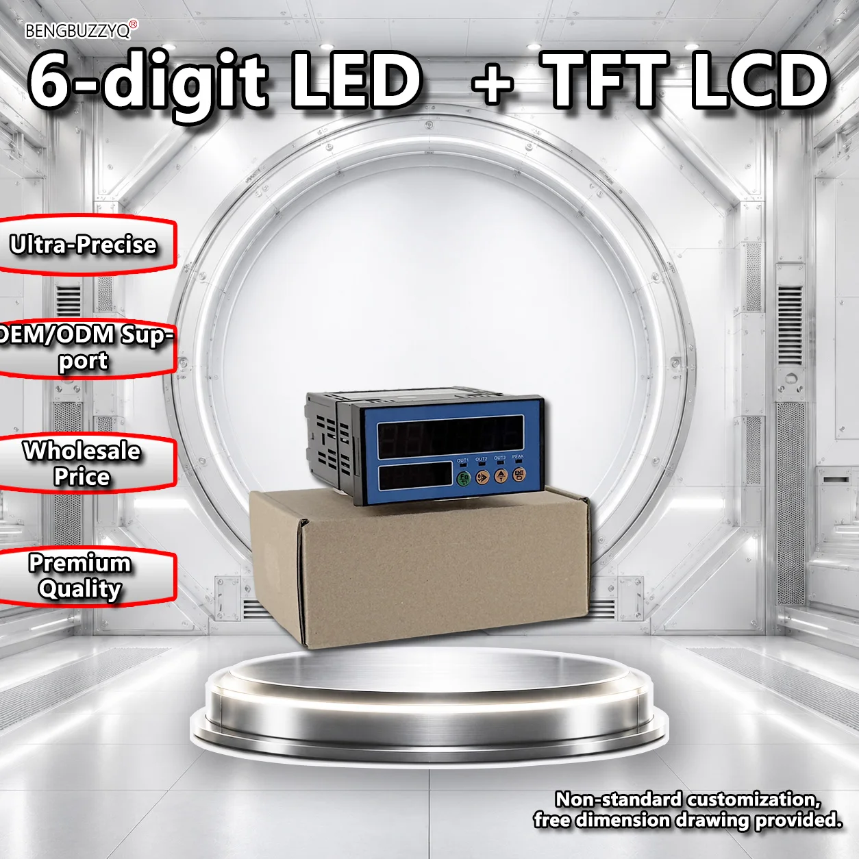 Load Cell Display Meter High Resolution 1/1,000,000 Weight Indicator, 6-Digit LED + TFT LCD Screen, 4-20mA Analog Transmitter