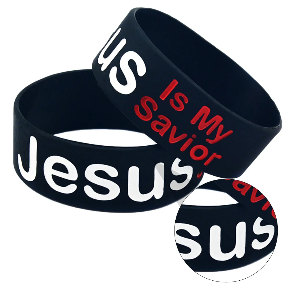 

2 PCS Jesus Bracelet Wrist Band Female Black Letters Wristband Men Women Straps