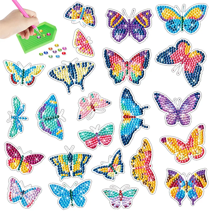 Cartoon Flower Butterfly Diamond Paint By Number Stickers Art Kit Digit Mosaic Sticky Craft Diamond Painting Stickers Home Decor