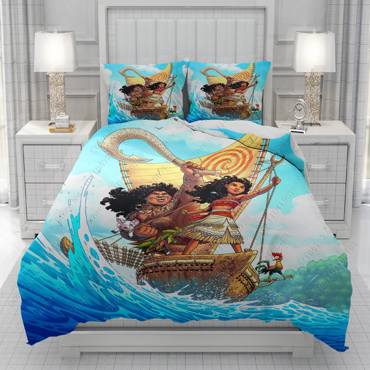 

Moana 3D Duvet Cover men women/Children KID Printing Disney cartoon Bedding Set Comforter Bed Soft