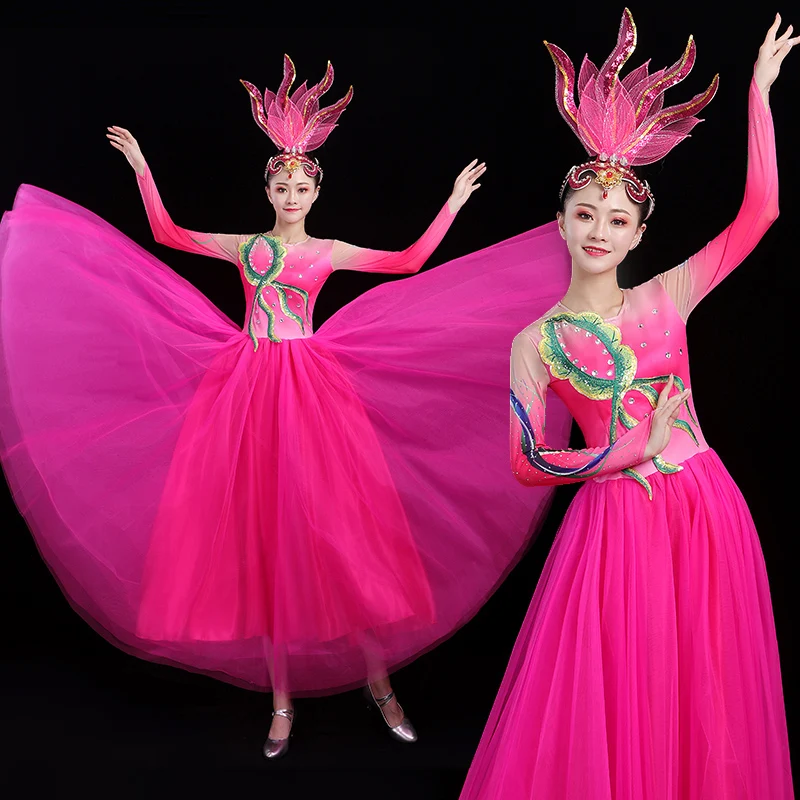 Opening Dance Costume Big Swing Skirt New Chinese Dance Costume Elegant Style