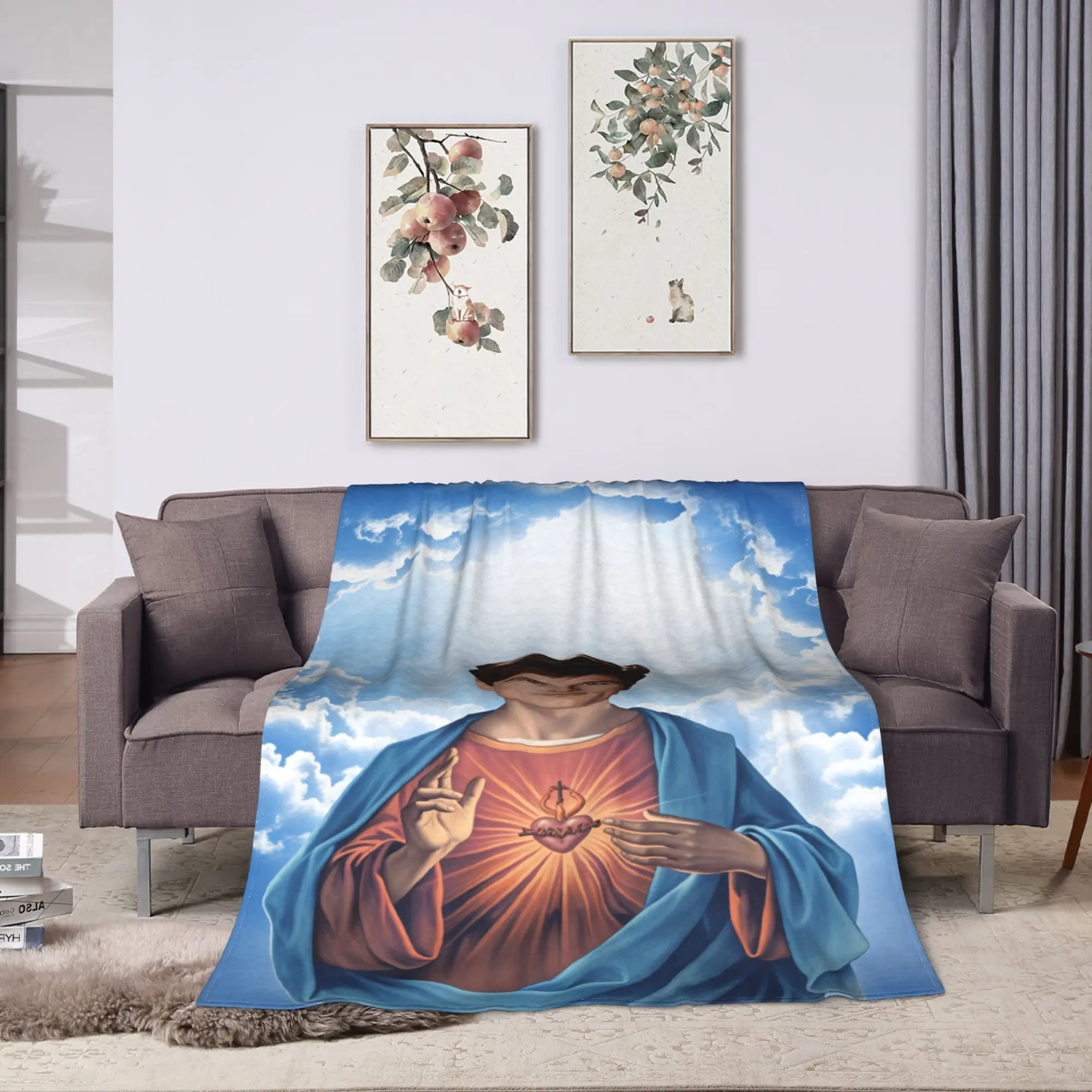 Jacob E-Elordi Jesus Blanket Winter  Soft Cozy Throw Blanket For Girl Chair Sofa Bed Flannel Bedspread Bed Cover