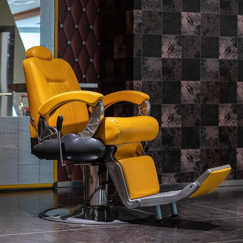 ML Haircut retro chair with pedal high-end men's shaving lift rotating oil head chair