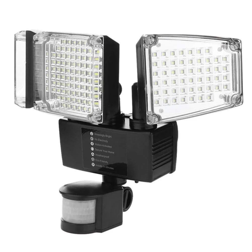 188-LED Solar Motion Sensor Wall Light, 1200LM Waterproof Outdoor Flood Light with Adjustable Triple Head