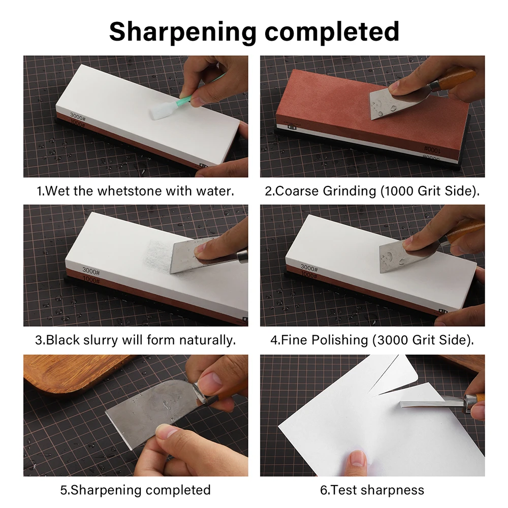 WUTA Professional Knife Sharpener Whetstone Sharpening Stones White Corundum 1000/3000 Grit Water Grinding Stone Leather Tools
