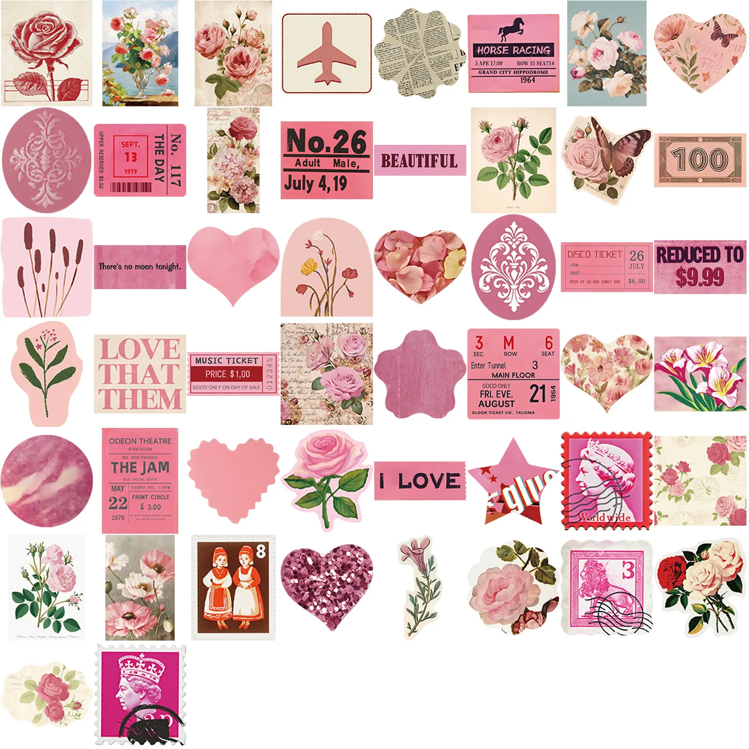 

10/30/50PCS Pink Retro Stickers Pink Graffiti Waterproof Decal Kids Toy Creative Decorative Water Cup Mobile Case Guitar Laptop