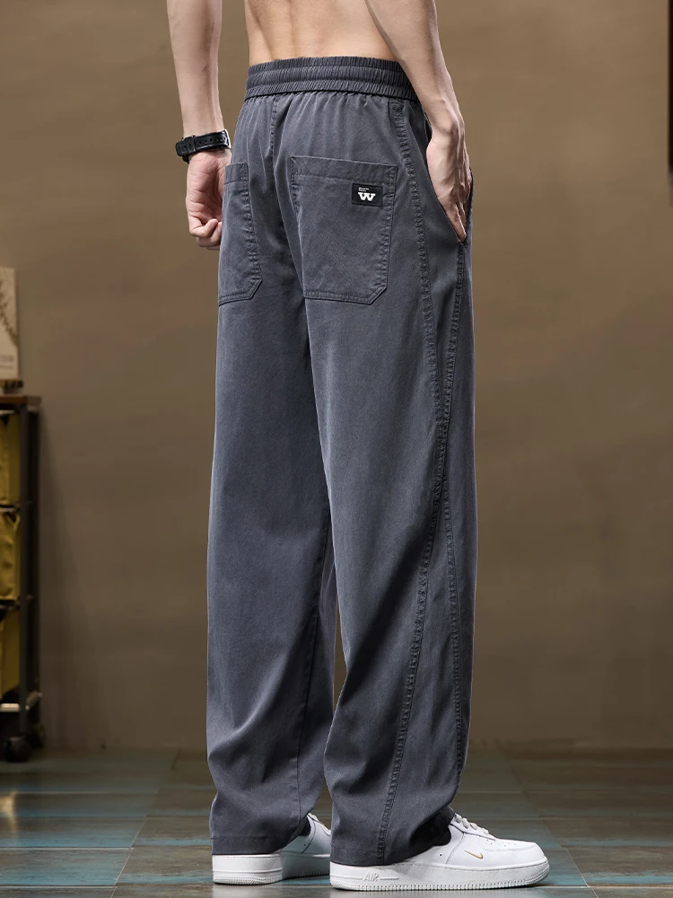   メンズカジュアルパンツ夏薄いワイドレッグロングルーズストレートカットカジュアルパンツ通気性快適若々しいスレ