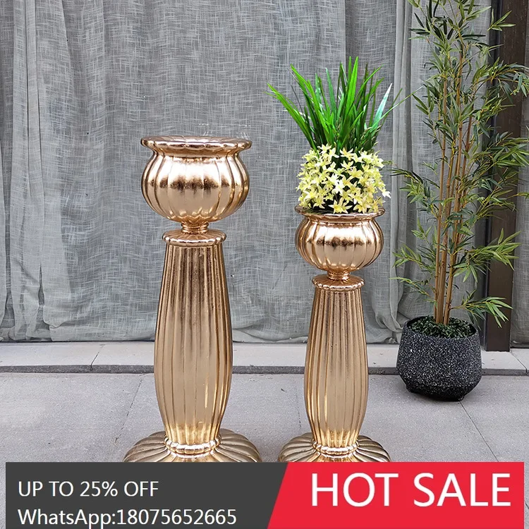 

MJY Gold Foil Floor Vase Home Glass Fiber Glass Flower Arrangement Landscape Ornament