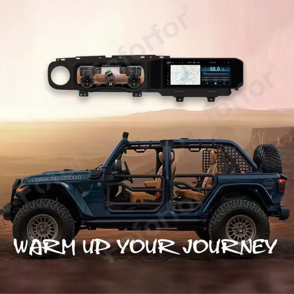 Dual 12.3 Inch HD Screen Integrated For Jeep Wrangler 2018-2023 GPS Multimedia Player Stereo Head Unit Android 13 Carplay