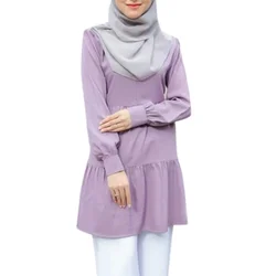 Blusa muçulmana de manga longa para mulheres, Roupas islâmicas para meninas, Blusas turcas para mulher, Abayas para mulher, Roupas islâmicas