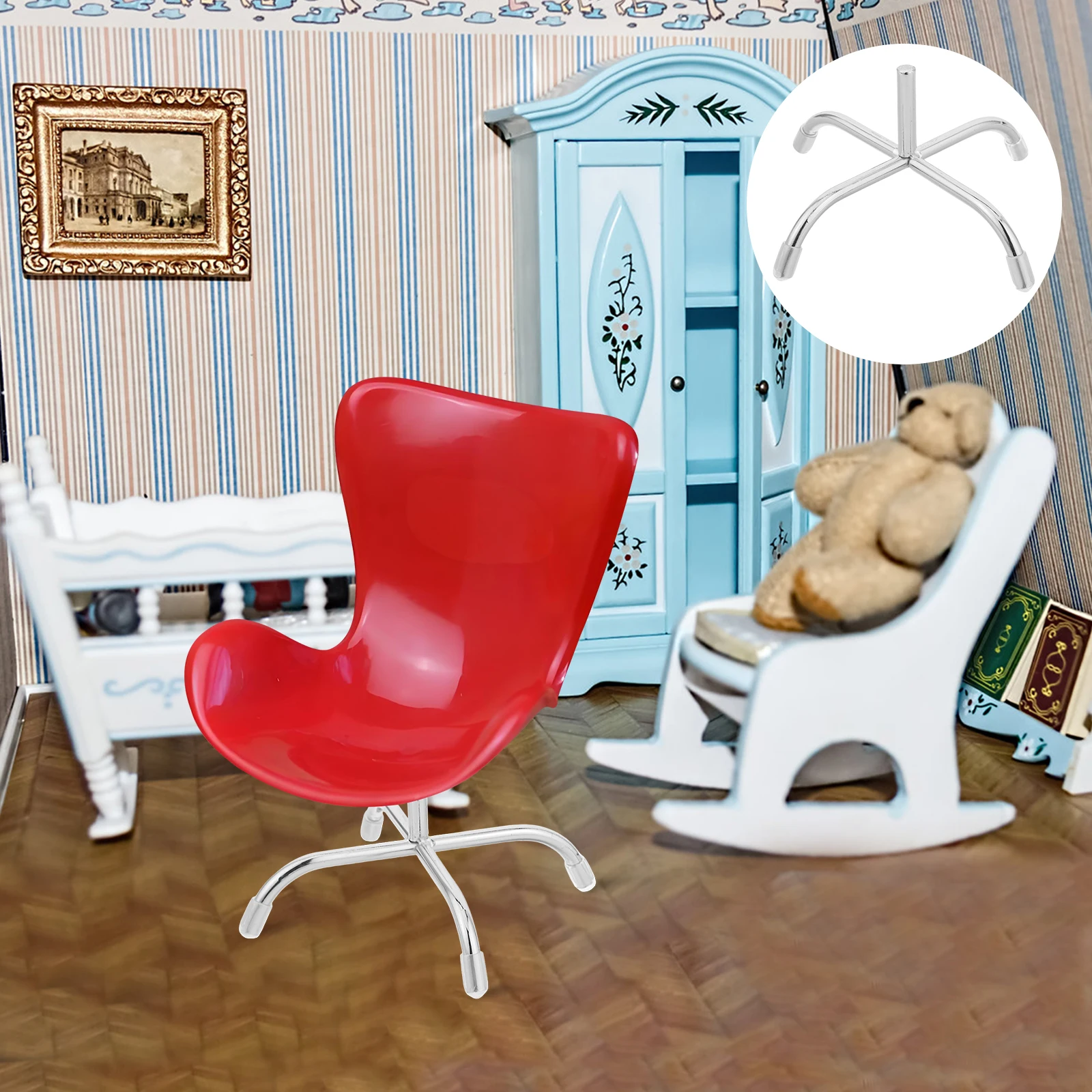 

Mini Chair Stand Dollhouse Desk Base Stainless Steel Silver Metal Gaming Legs Office