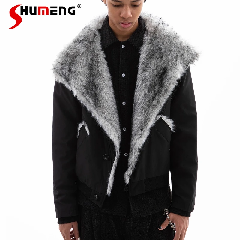 

Мужские куртки-парки, мужские зимние куртки 2025 года, новые однотонные парки с воротником из искусственного меха и длинными рукавами, красивые теплые модные шикарные куртки