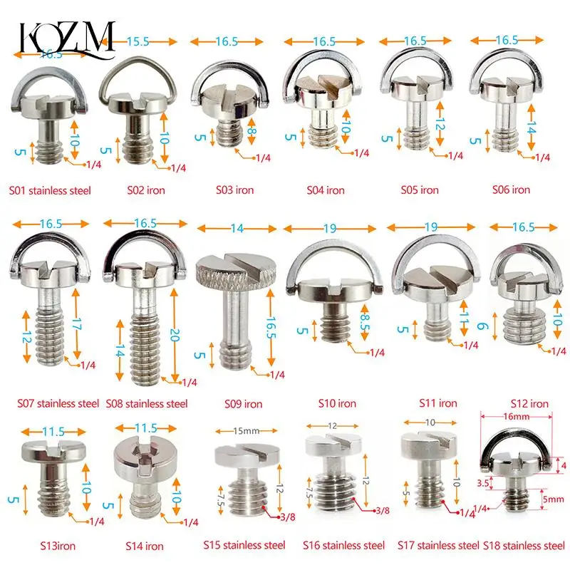 

Dslr Photo Photography Fixed 1/4 Inch D-ring Camera Mount Screw Quick Release Plate Adapter Screw For Tripod Monopod Ballhead