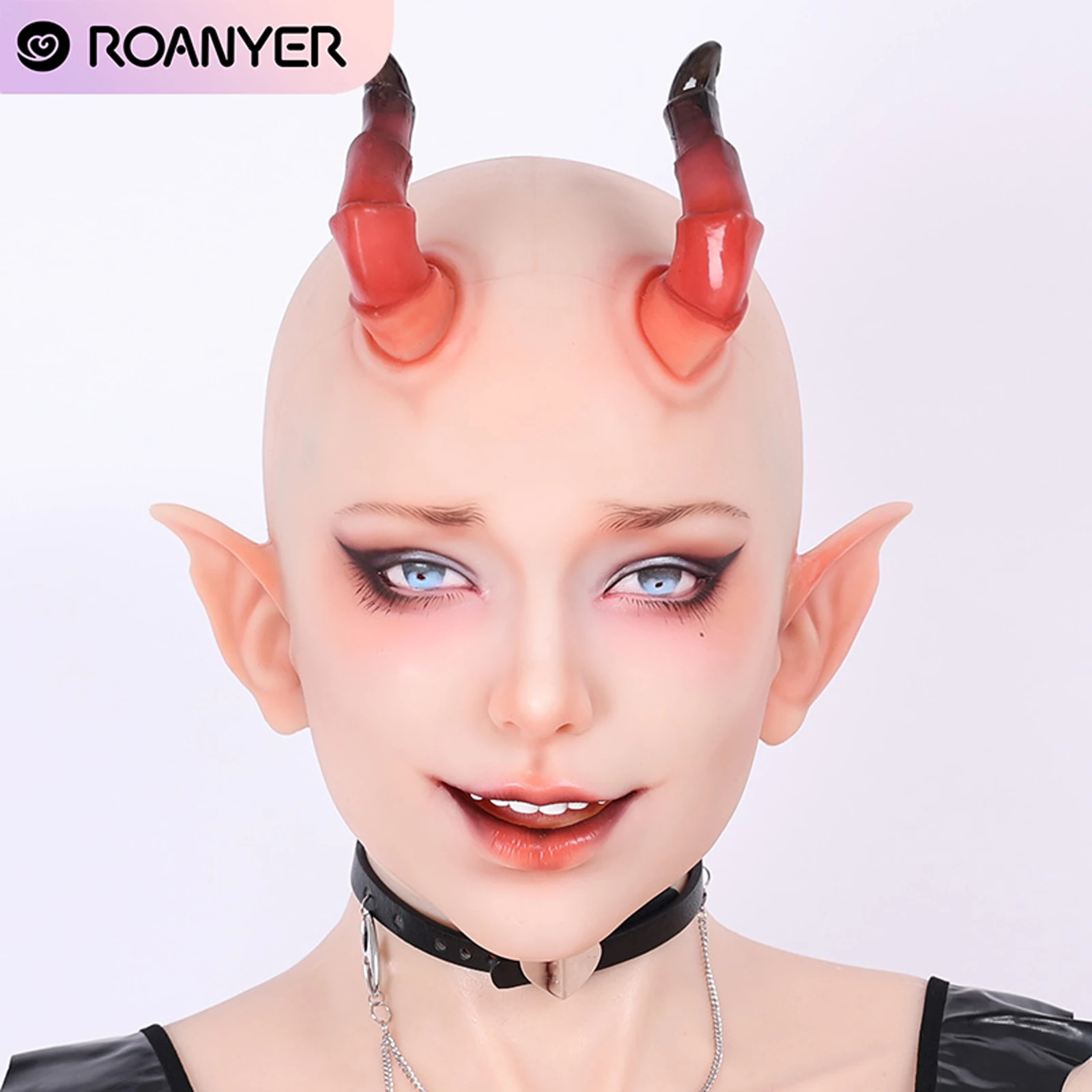 

Силиконовая маска Roanyer Lilith Succubus со шнуровкой на спине, женские головные уборы, костюмы для Хэллоуина, косплея