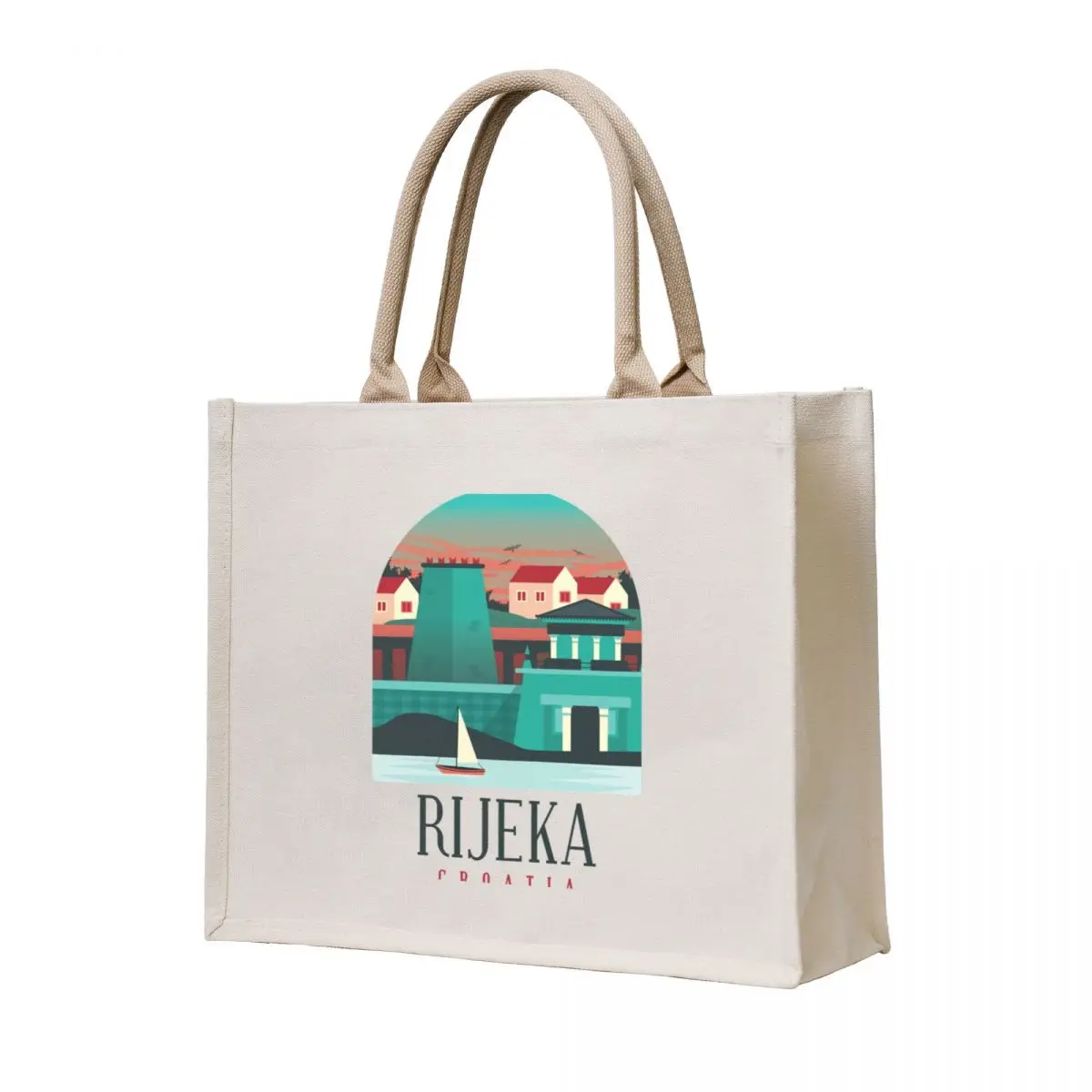 

Rijeka Croatia Tote Bag Shopper bag hand bag ladies shopper women canvas Women's beach bags