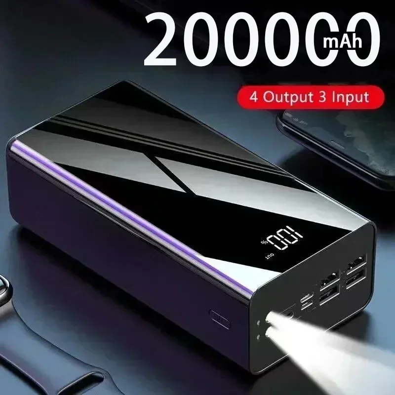 200000mAh Portable Fast Charging PowerBank 100000 mAh 4 USB PoverBank External Battery Charger For Xiaomi Mi 9 iPhone