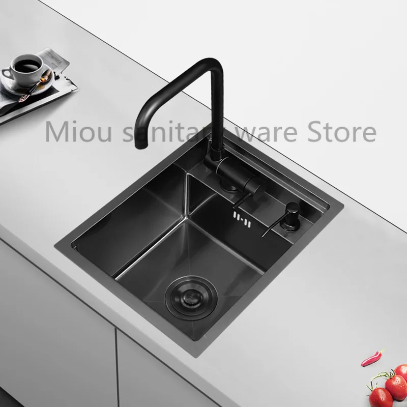 

Single Bowl Black Kitchen Sink Stainless Steel Hidden Small Size Undermount Sink