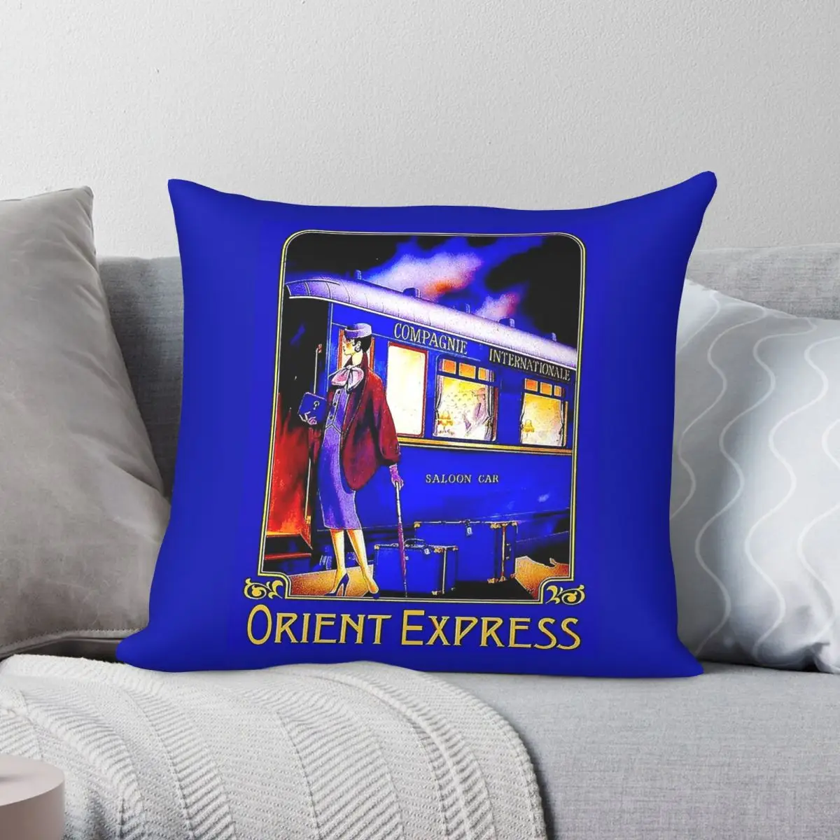 Orient Express Train Passenger Travel Square Pillowcase Polyester Linen Velvet Printed Zip Pillow Case Sofa Cushion Cover