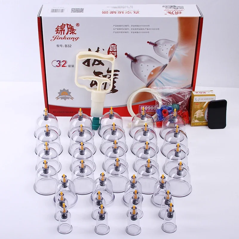 

Set 32PCS Vacuum Cupping Body Massager Suction Cups Jar Plastic Vacuum Suction Cupping Set Cans for Shoulder Body Massage Care
